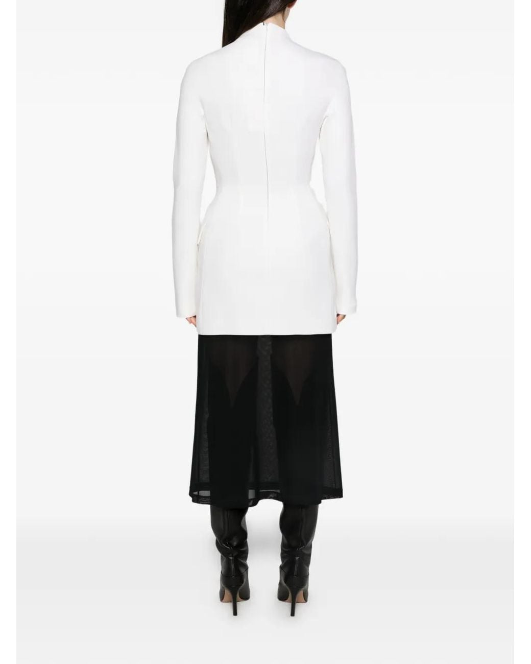 Sportmax White High-Neck Flap-Pocket Dress