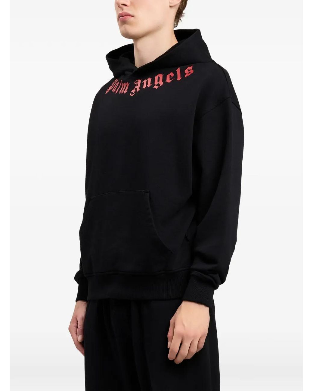 Palm Angels Black Neck Logo Hoodie for men