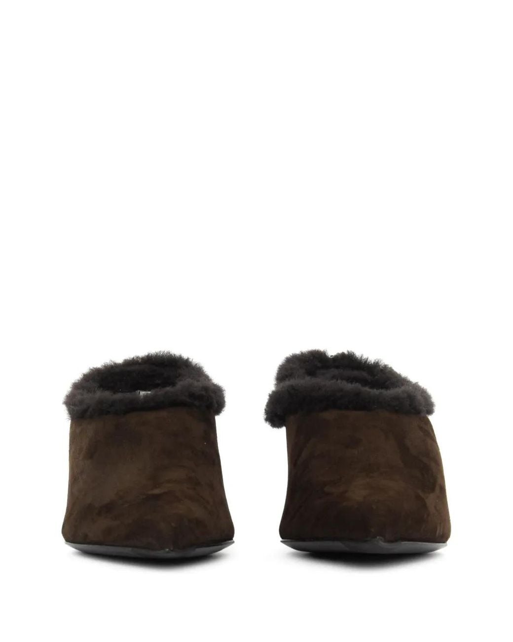 Guglielmo Rotta Black Shearling-Trim Suede Mules