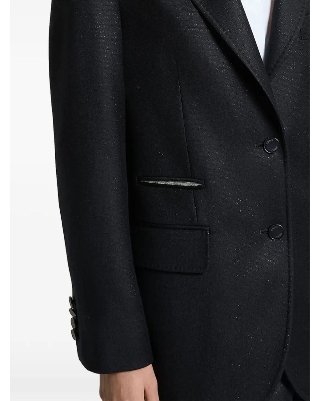 Peserico Black Glitter-Effect Single-Breasted Blazer