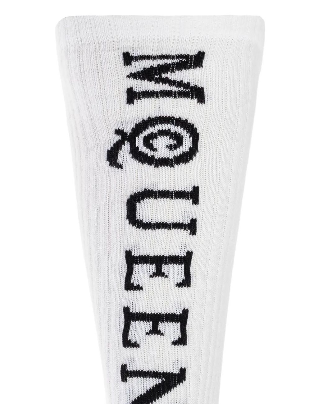 McQueen White Ribbed Logo Socks for men