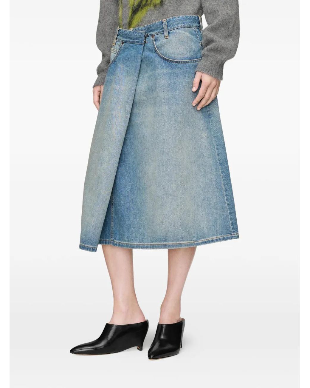 Maison Margiela Blue Wrap-Style Denim Skirt