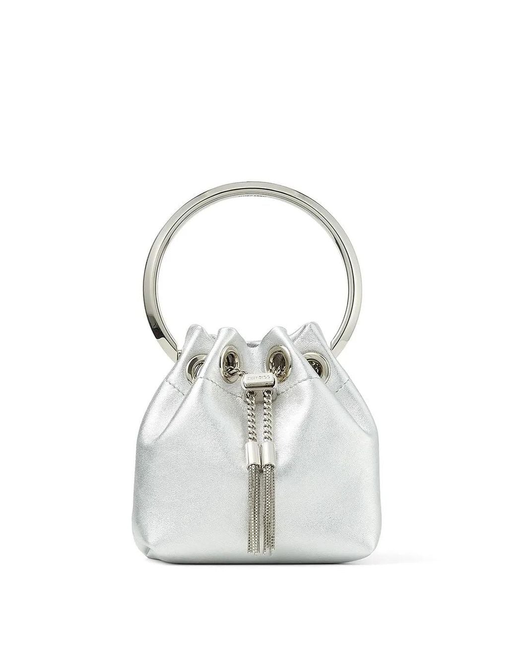 Jimmy Choo White Bon Bon Micro Bucket Bag
