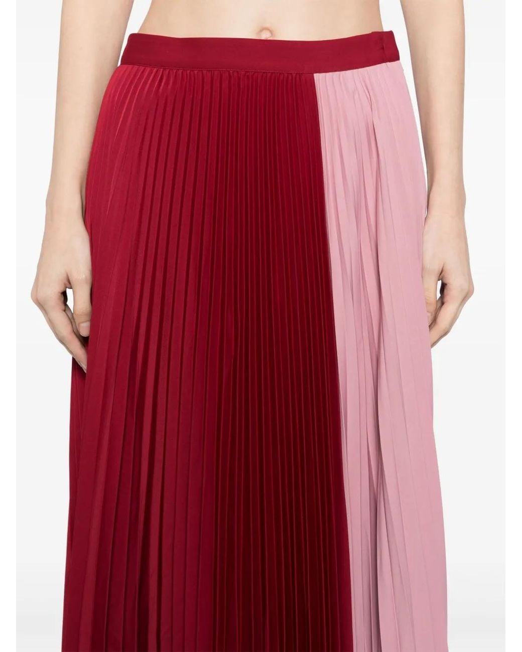 Maison Kitsuné Red Fully Pleated Midi Skirt
