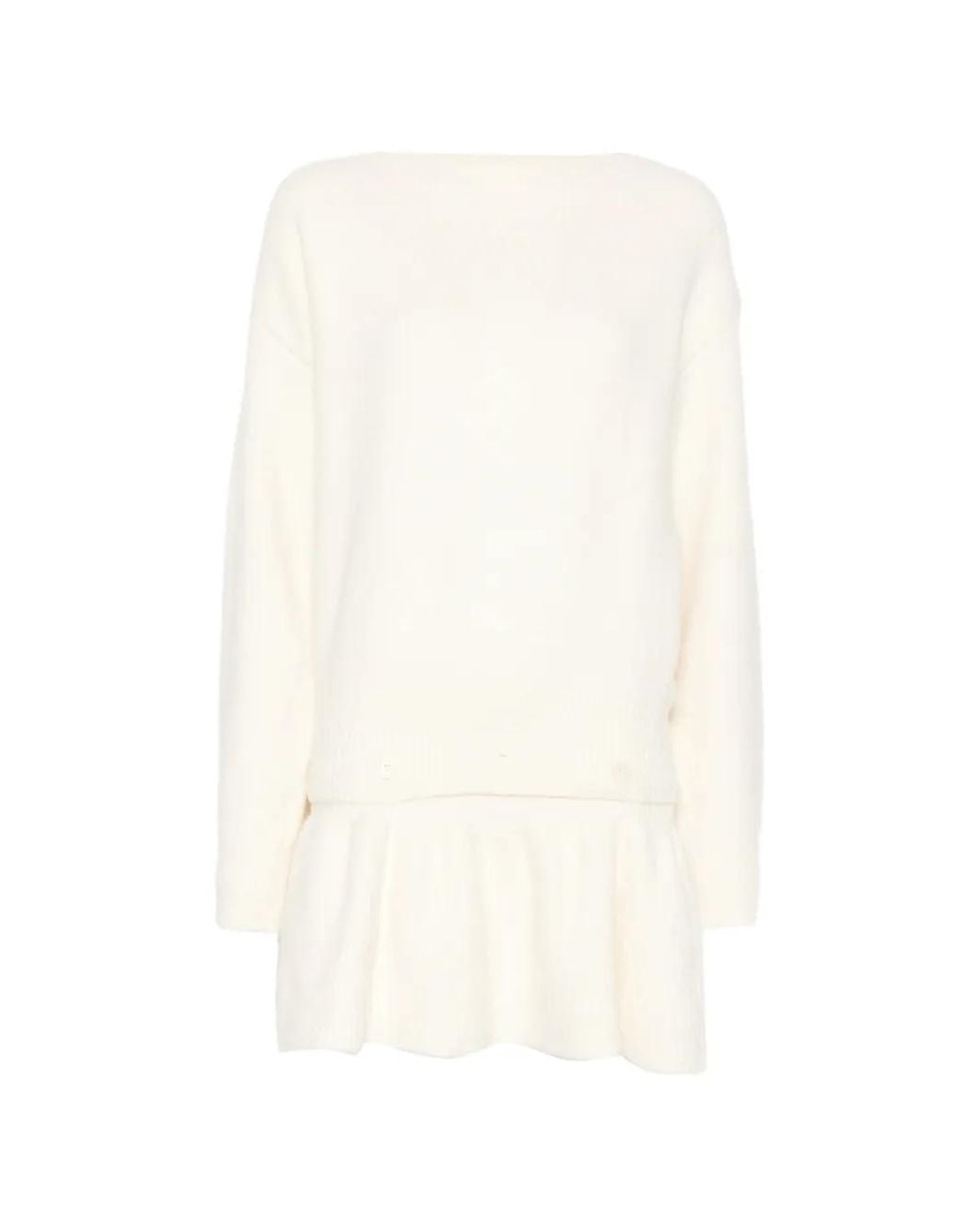 Source Unknown White Corinth Peplum-Details Sweater