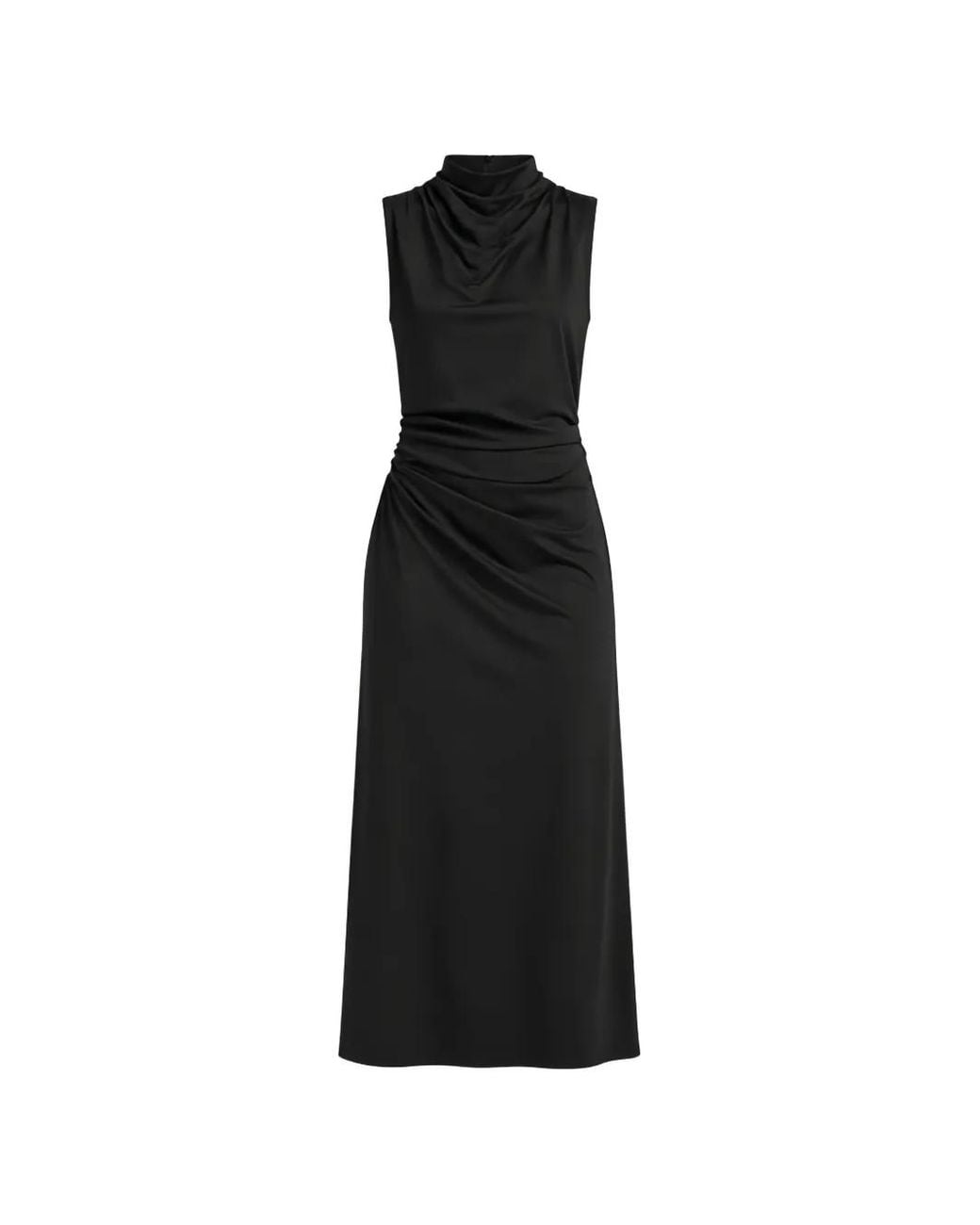 Pinko Black Robe Mi-Longue Froncée À Col Bénitier Golf