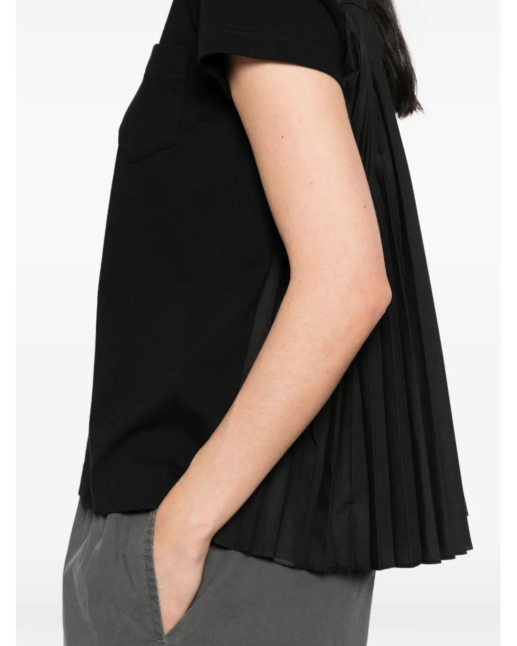 Sacai Black Chest-Pocket T-Shirt for men