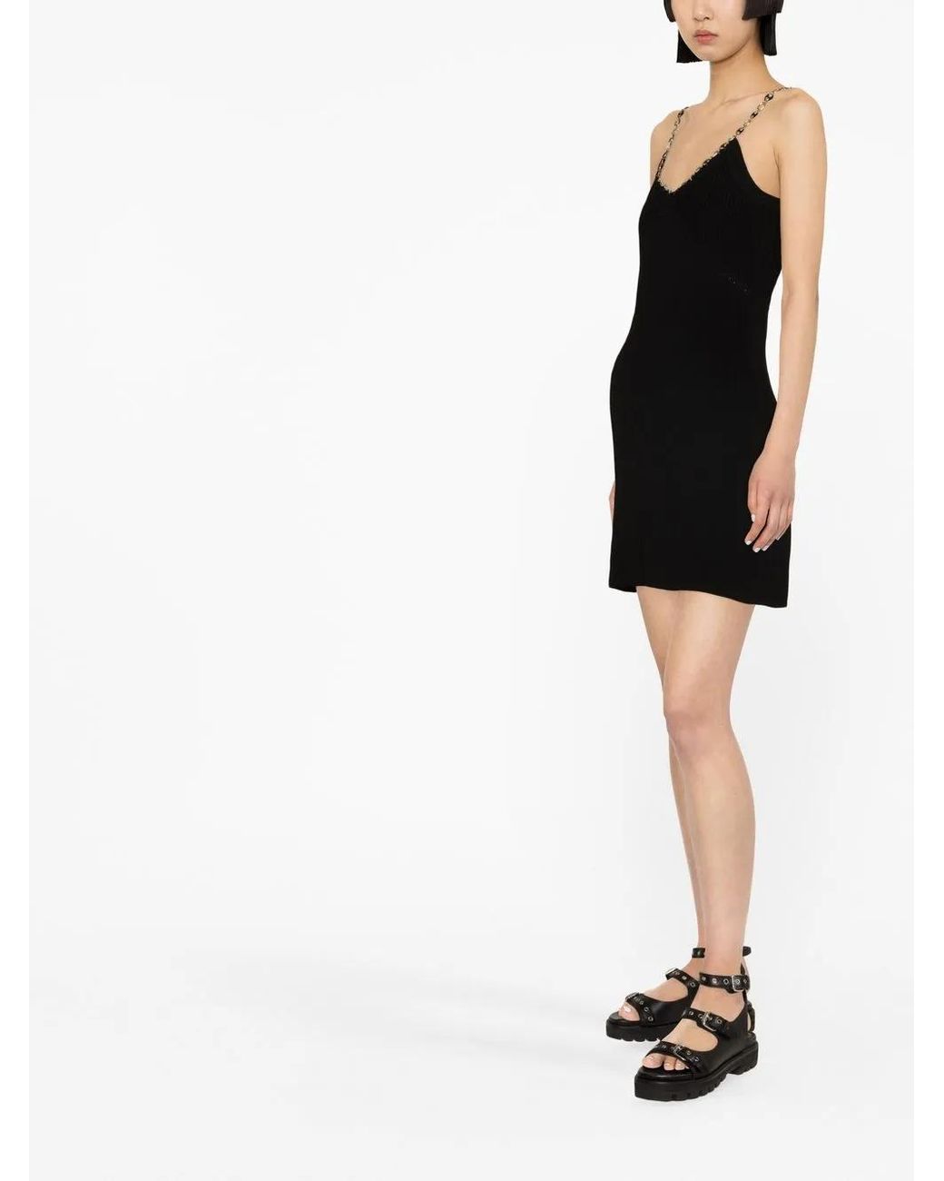 Rabanne Black Chain-Straps Mini Dress