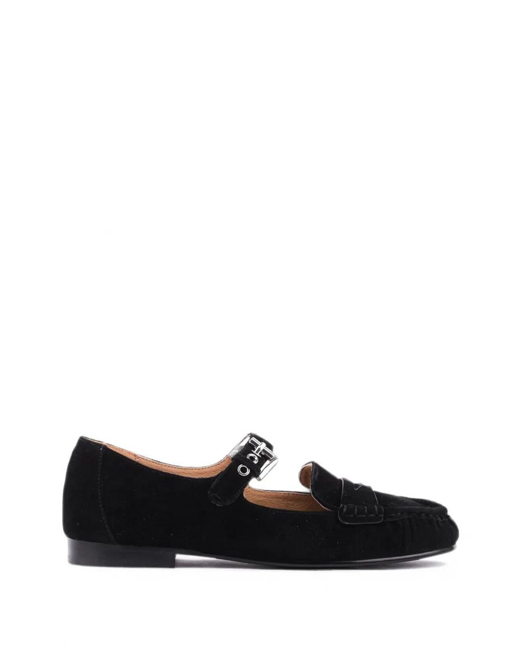 Bibi Lou Black Amaris Buckle-Strap Ballet Flats