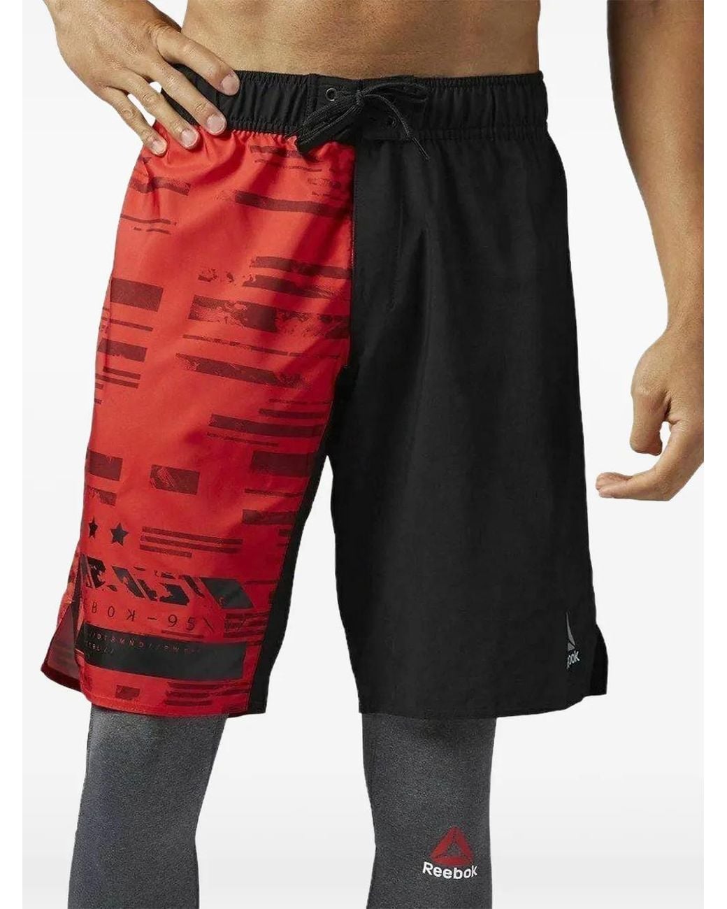 Reebok Red Workout Ready Graphic Board Shorts for men