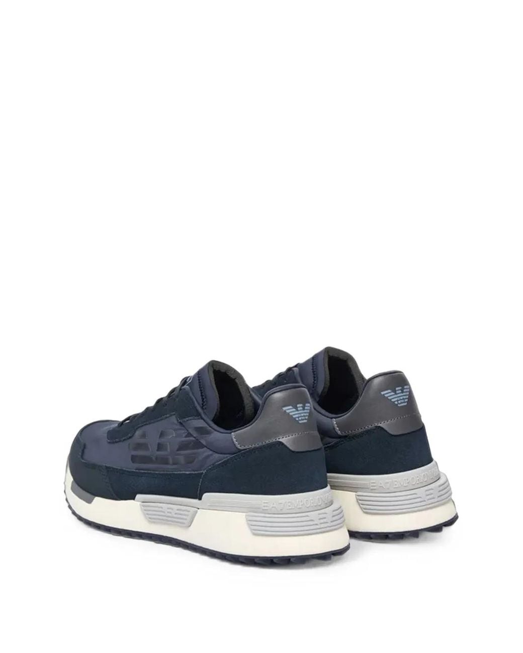 EA7 Blue Panelled Logo-Patch Sneakers