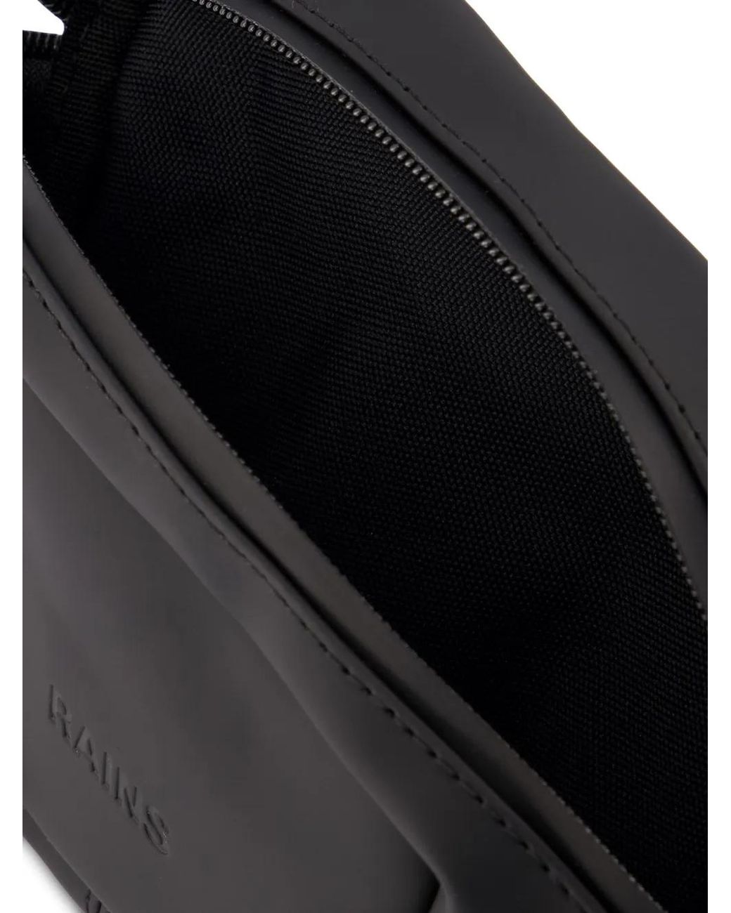 Rains Black Embossed Logo Belt Bag With Adjustable Strap