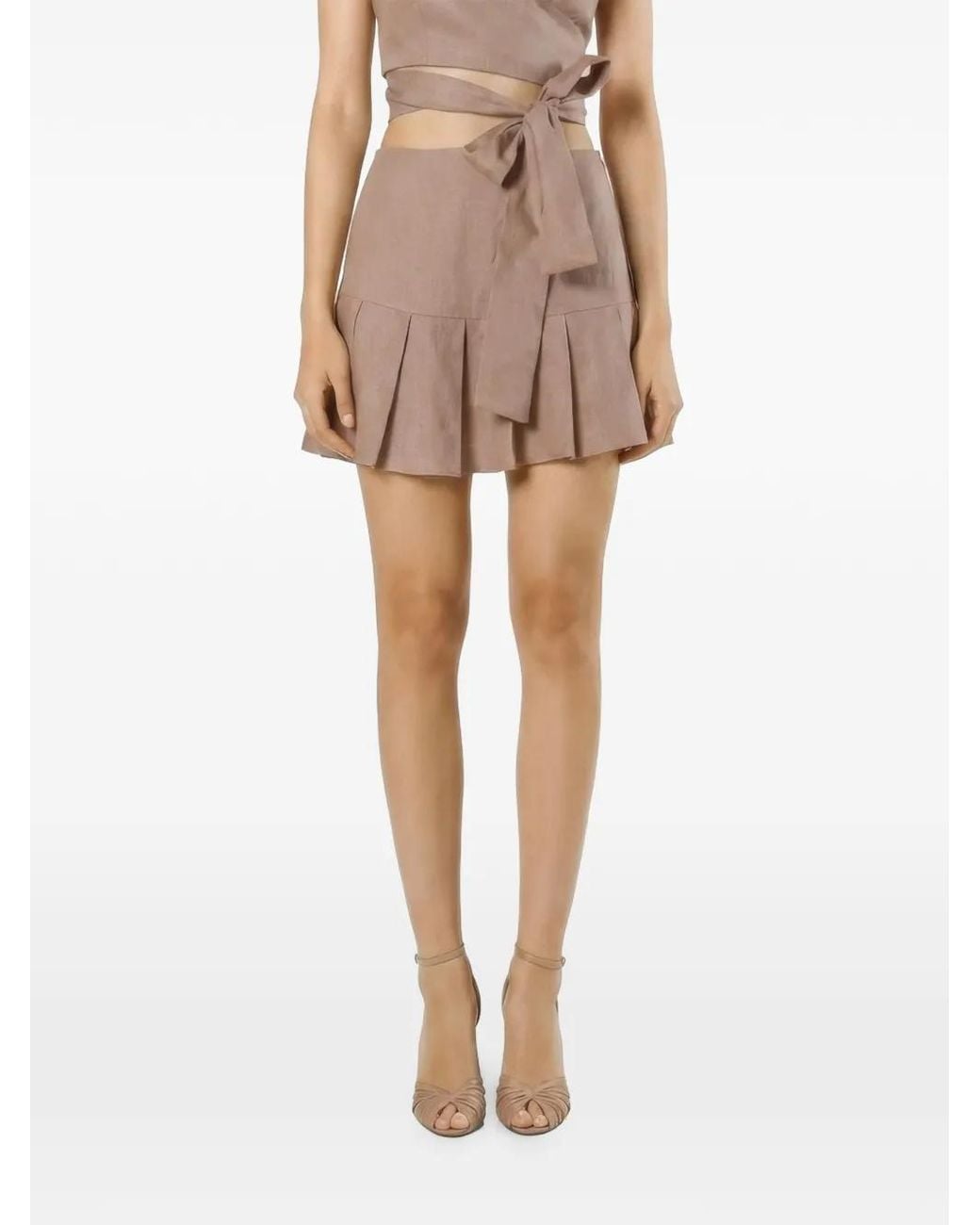 Mia Peculiar Natural Pleated Linen Mini Skirt