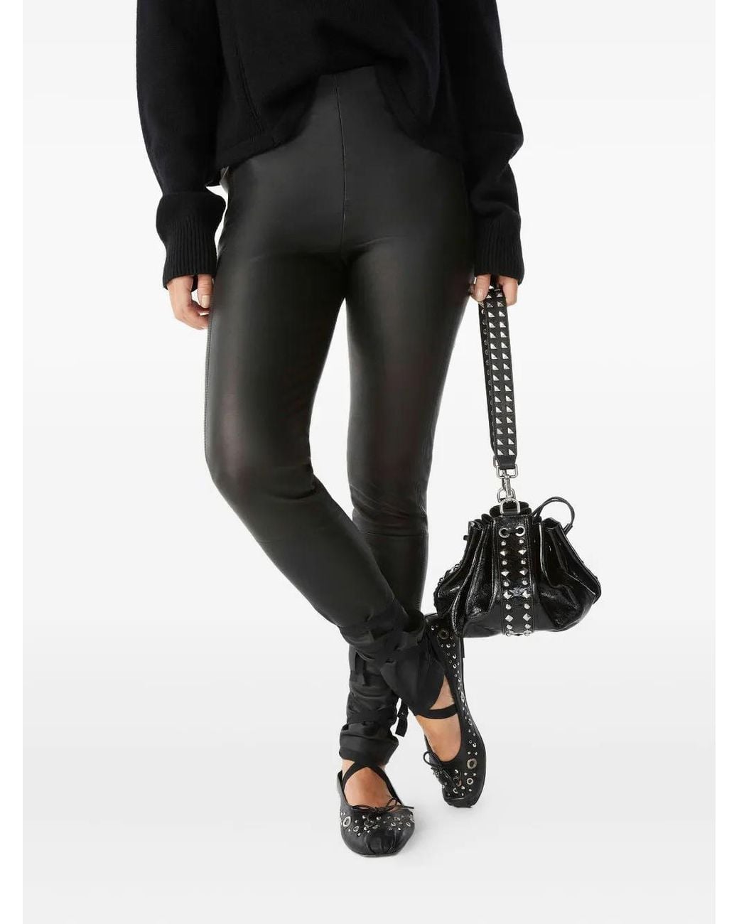 Ba&sh Blue Leather Leggings