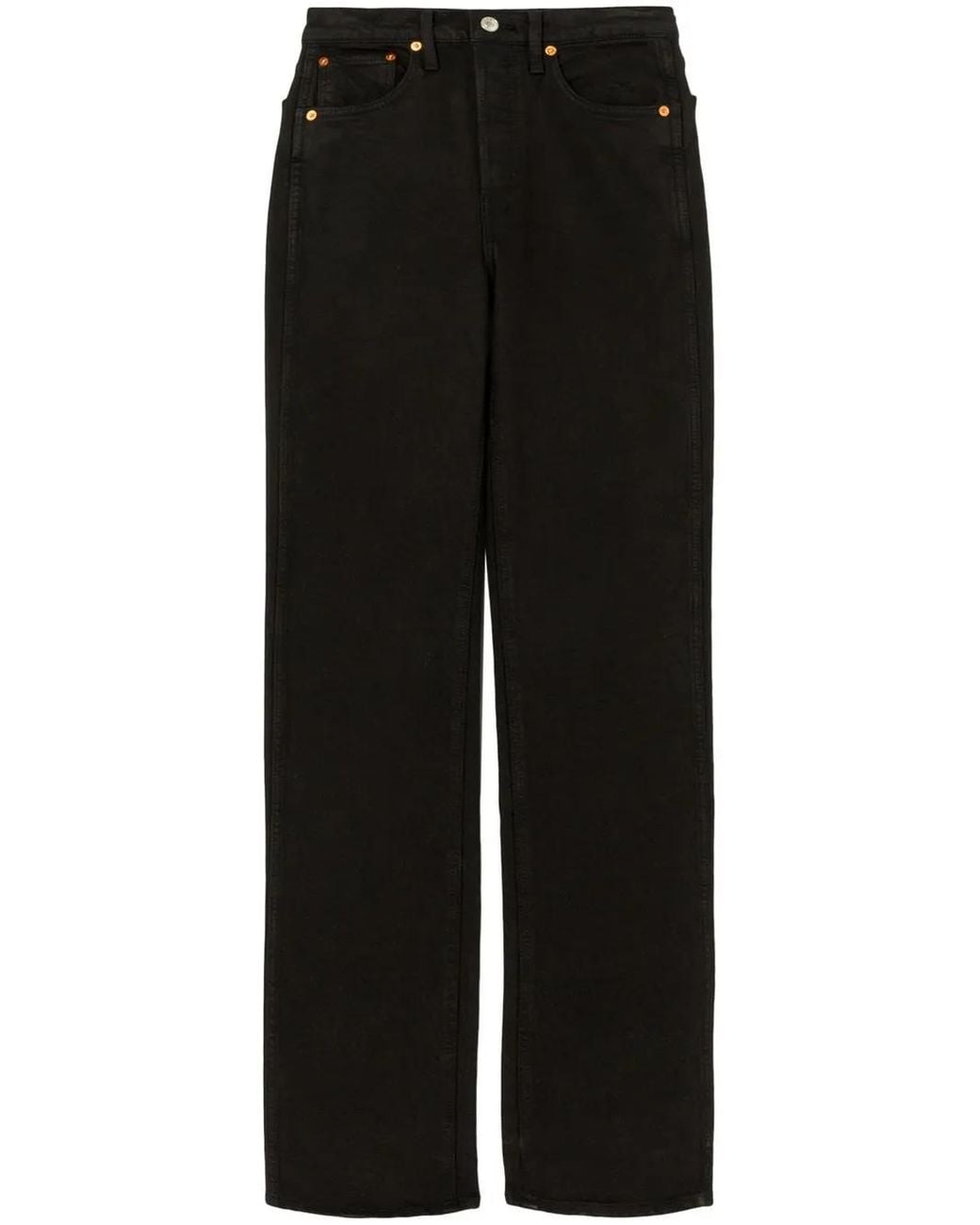 Re/done Black Straight-Leg High-Rise Jeans