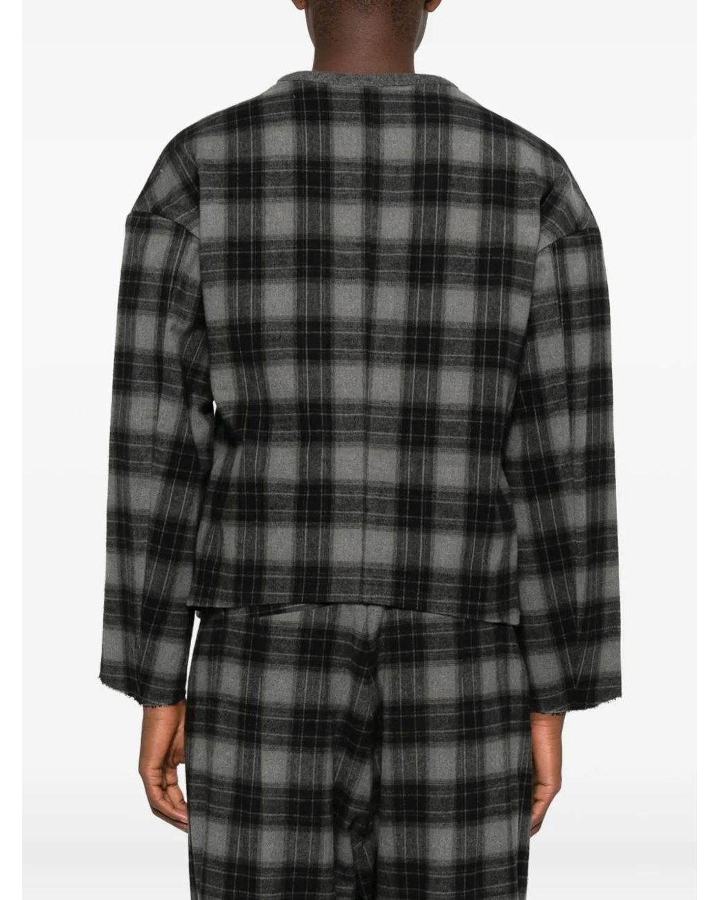 Individual Sentiments Black Plaid-Pattern Cardigan for men