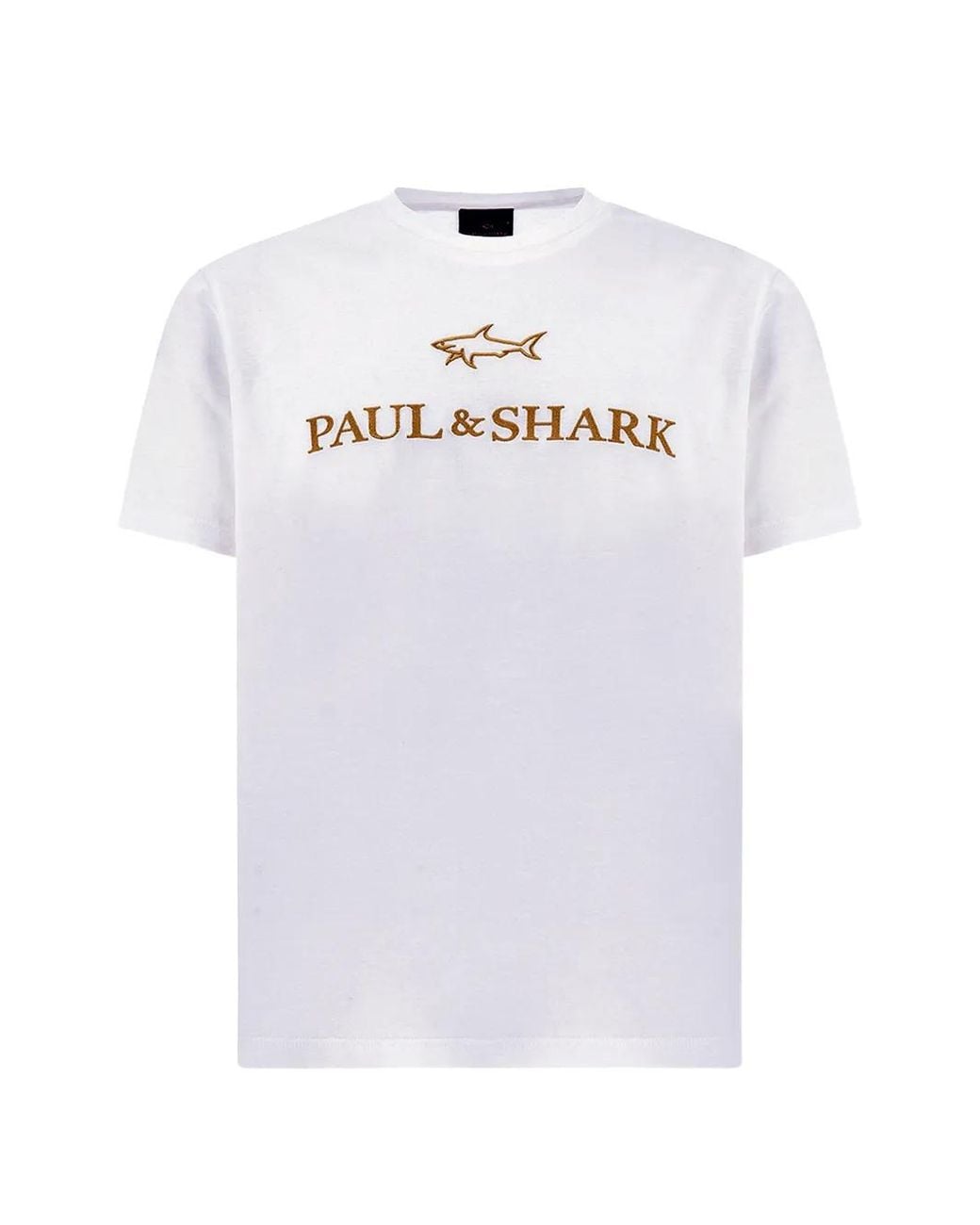 Paul & Shark White Logo-Embroidered Cotton T-Shirt for men