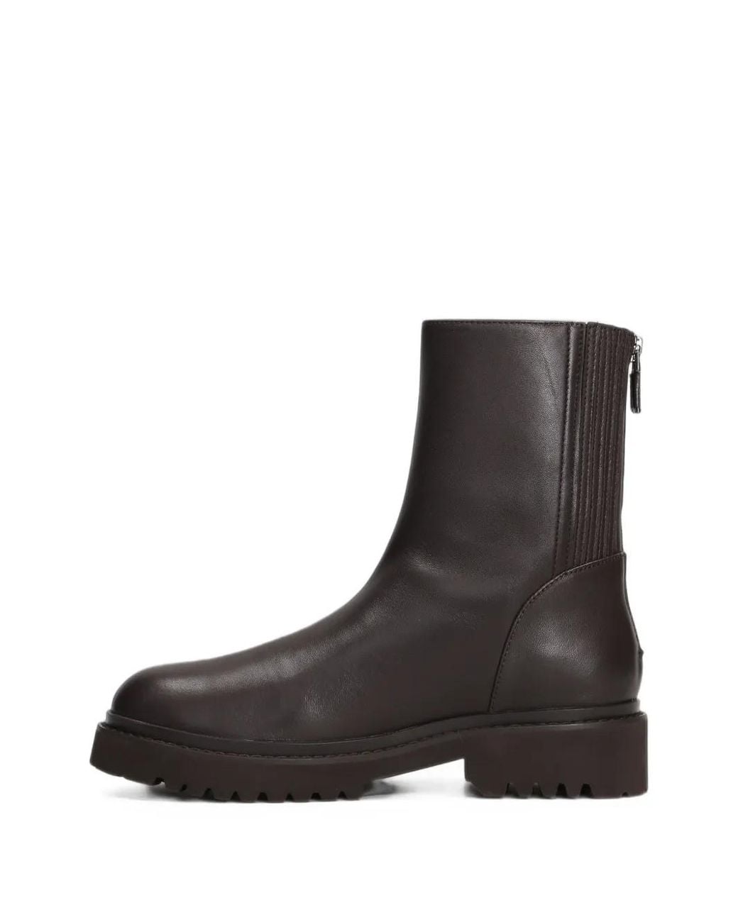Lola Cruz Brown Ribbed-Panel Leather Chelsea Boots