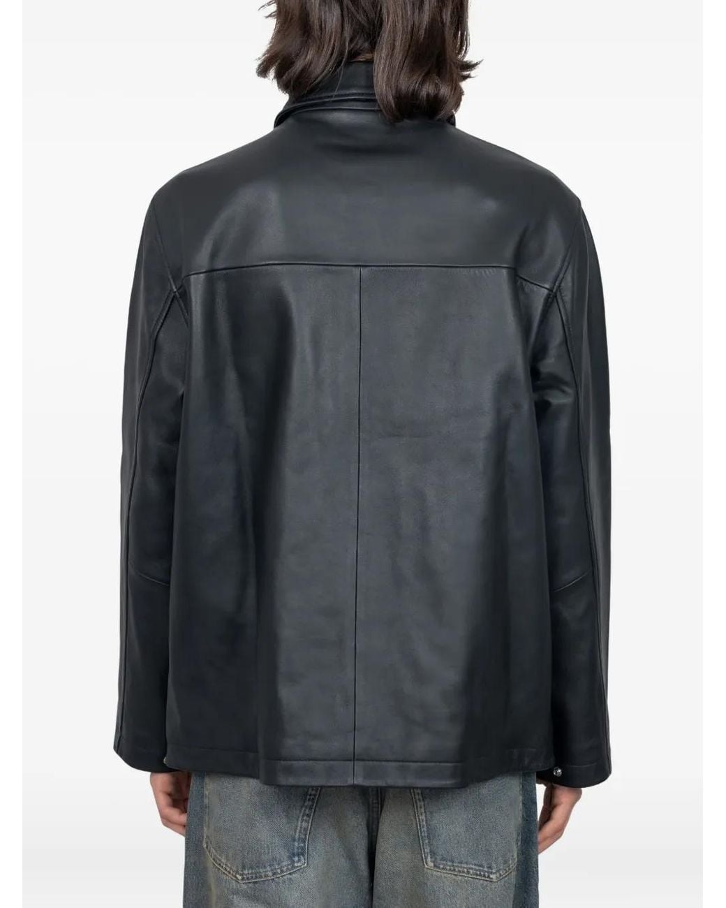 sunflower Gray Veste En Cuir À Boutons Pression for men