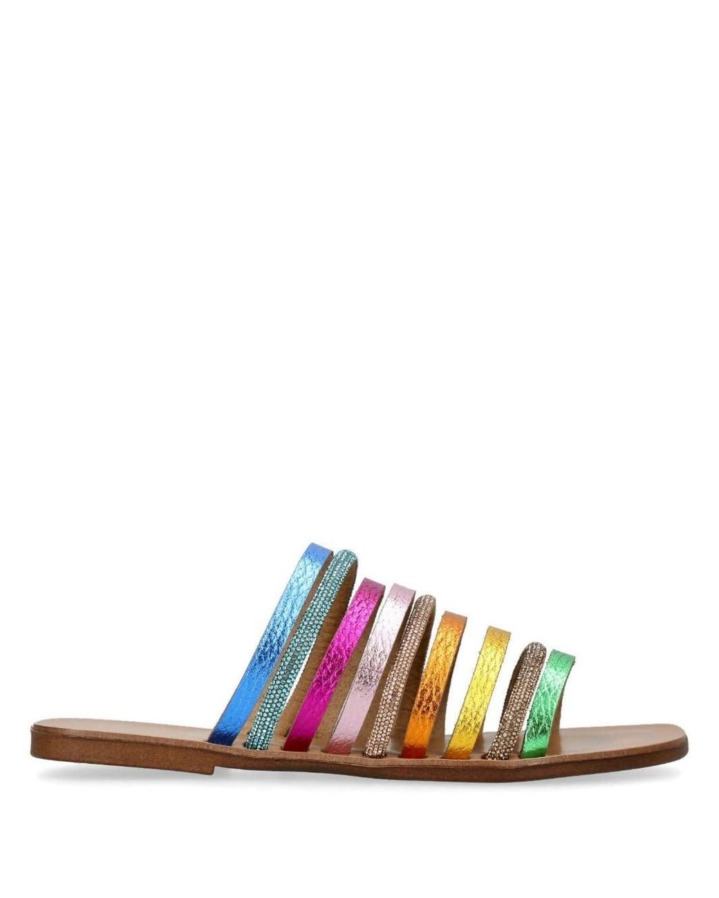 Kurt Geiger Daisy Rainbow Flat Sandals in White | Lyst