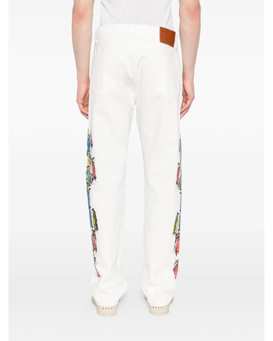 Warren Lotas White Graphic-Print Jeans for men