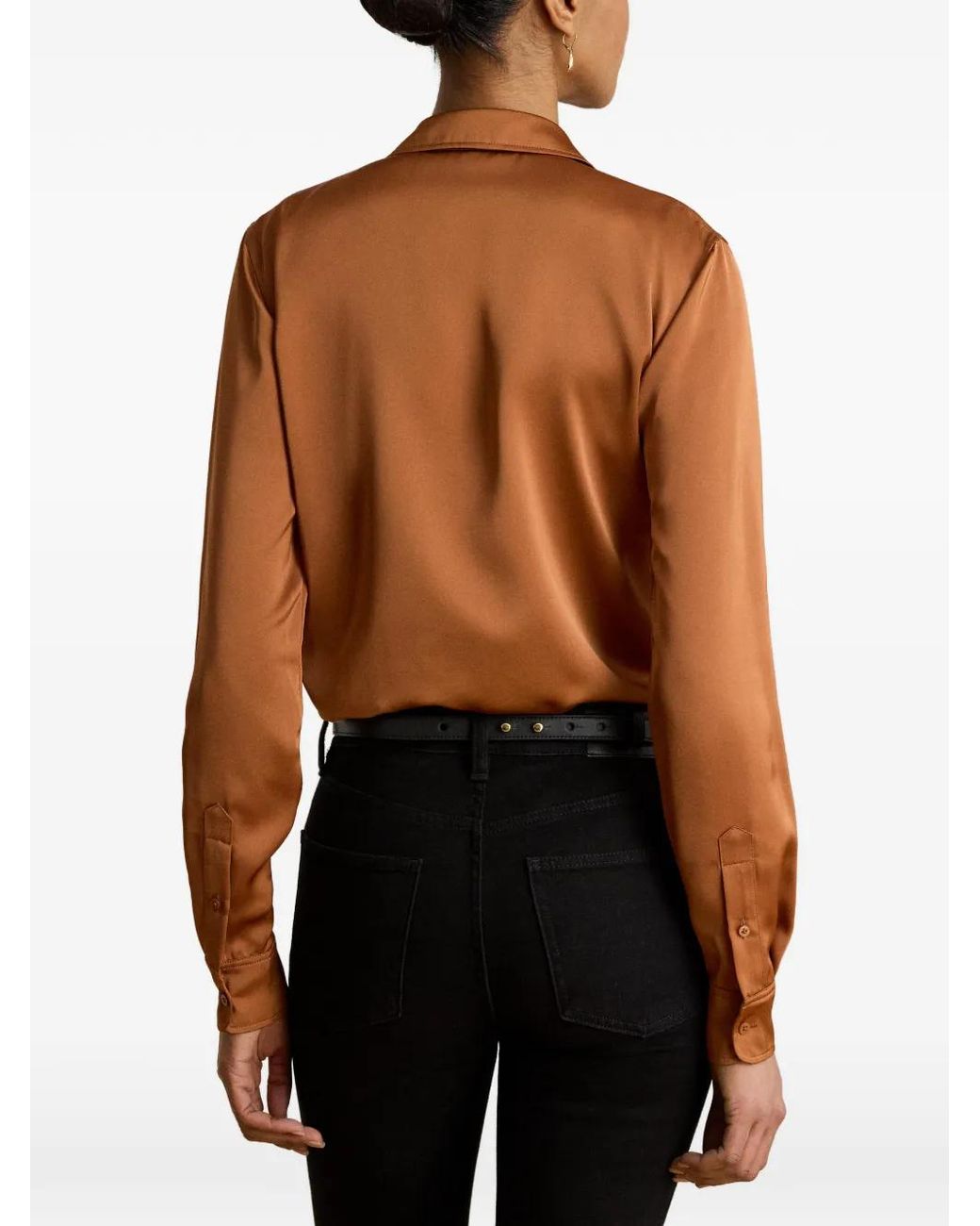 Ralph Lauren Brown Satin Charmeuse Shirt