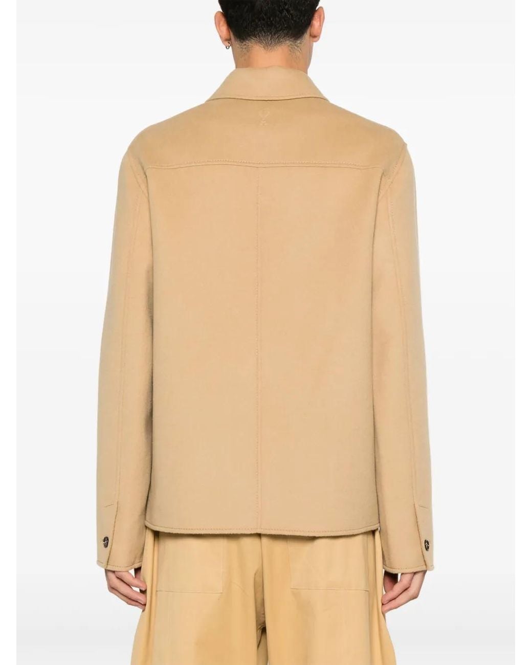 AMI Natural Brushed Virgin Wool-Cashmere Shirt Jacket for men