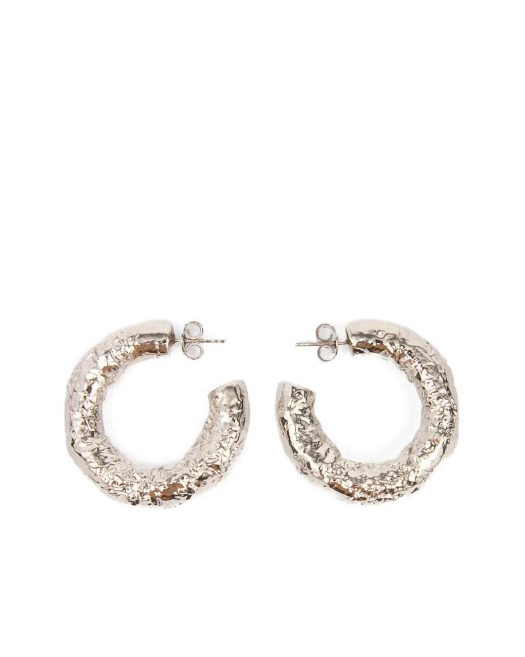 MM6 by Maison Margiela Metallic Tinfoil-Textured Hoop Earrings