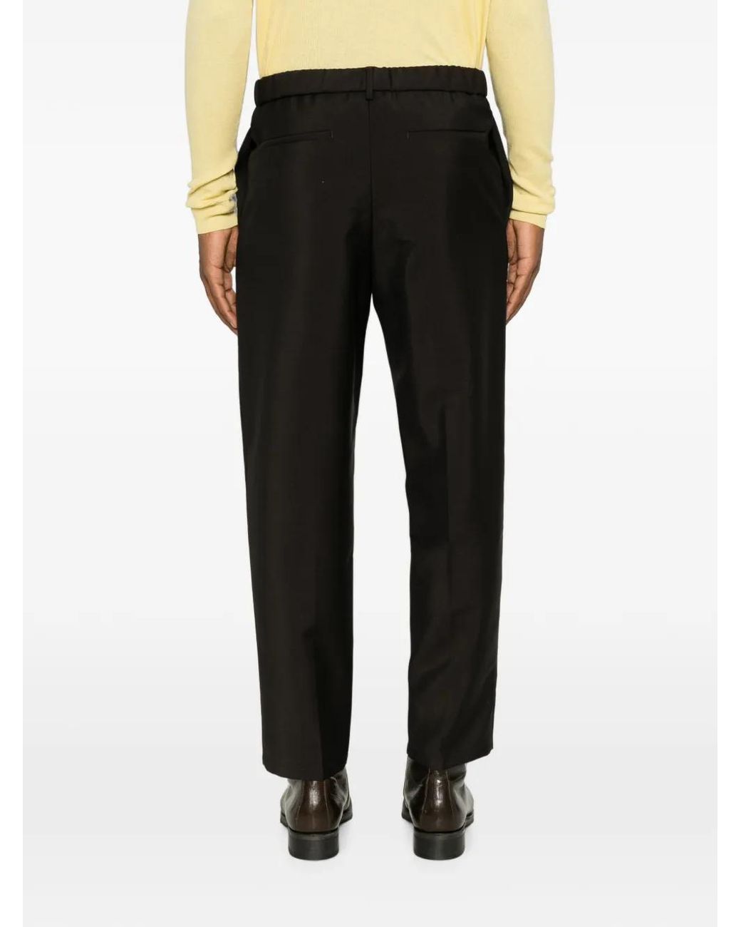 Jil Sander Black Wool Canvas Trousers for men