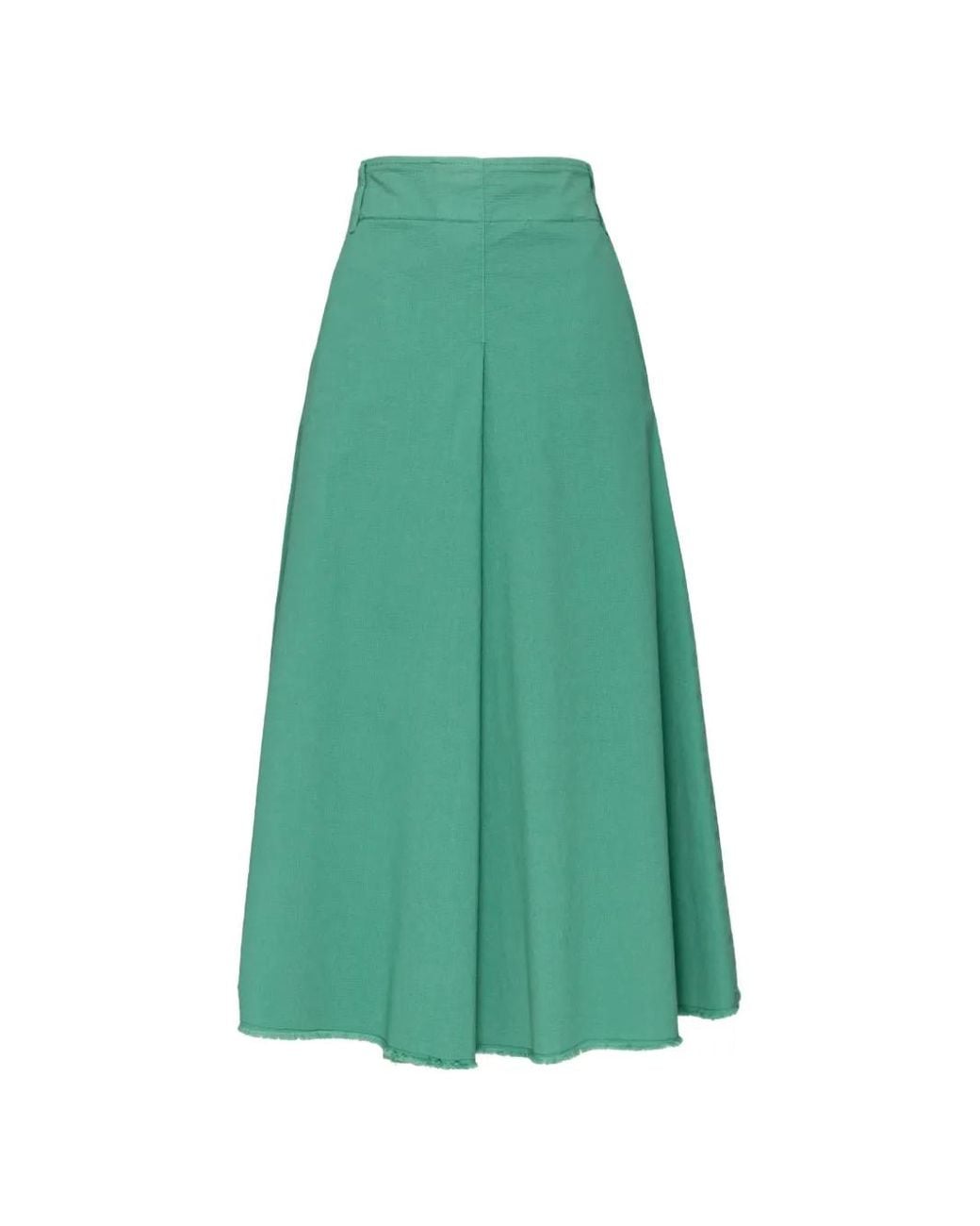 ..,merci Green Frayed High-Waisted Midi Skirt
