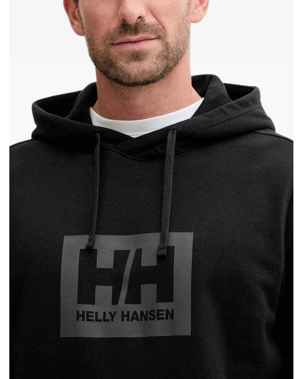 Helly Hansen Black Hh Box Logo-Print Drawstring Hoodie for men