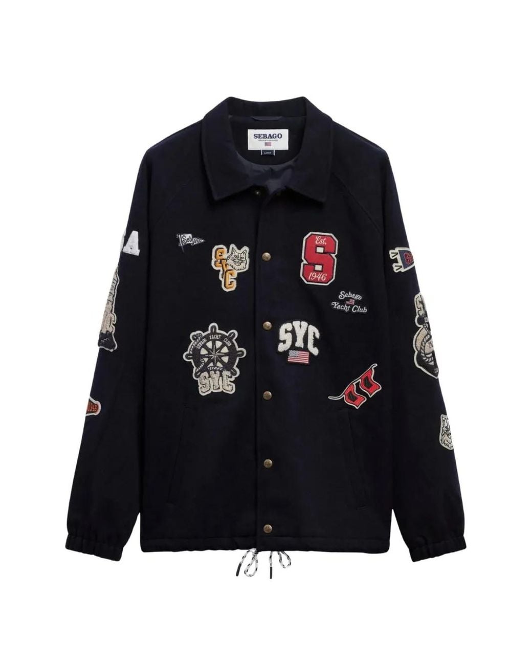 Sebago Black Tender Patch-Embellished Wool Jacket