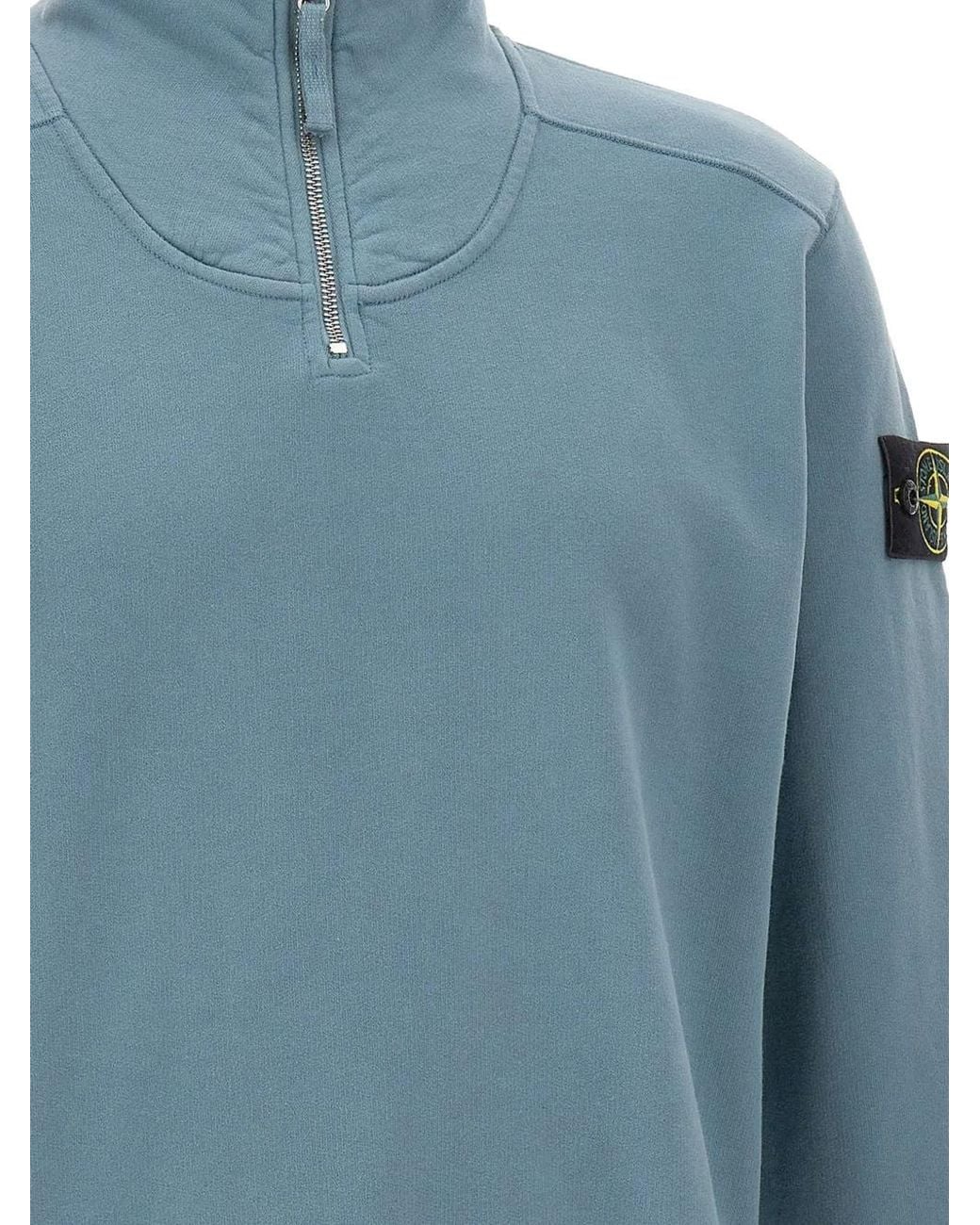 Stone Island Blue 6100021 Brushed Organic-Cotton Fleece Sweatshirt for men