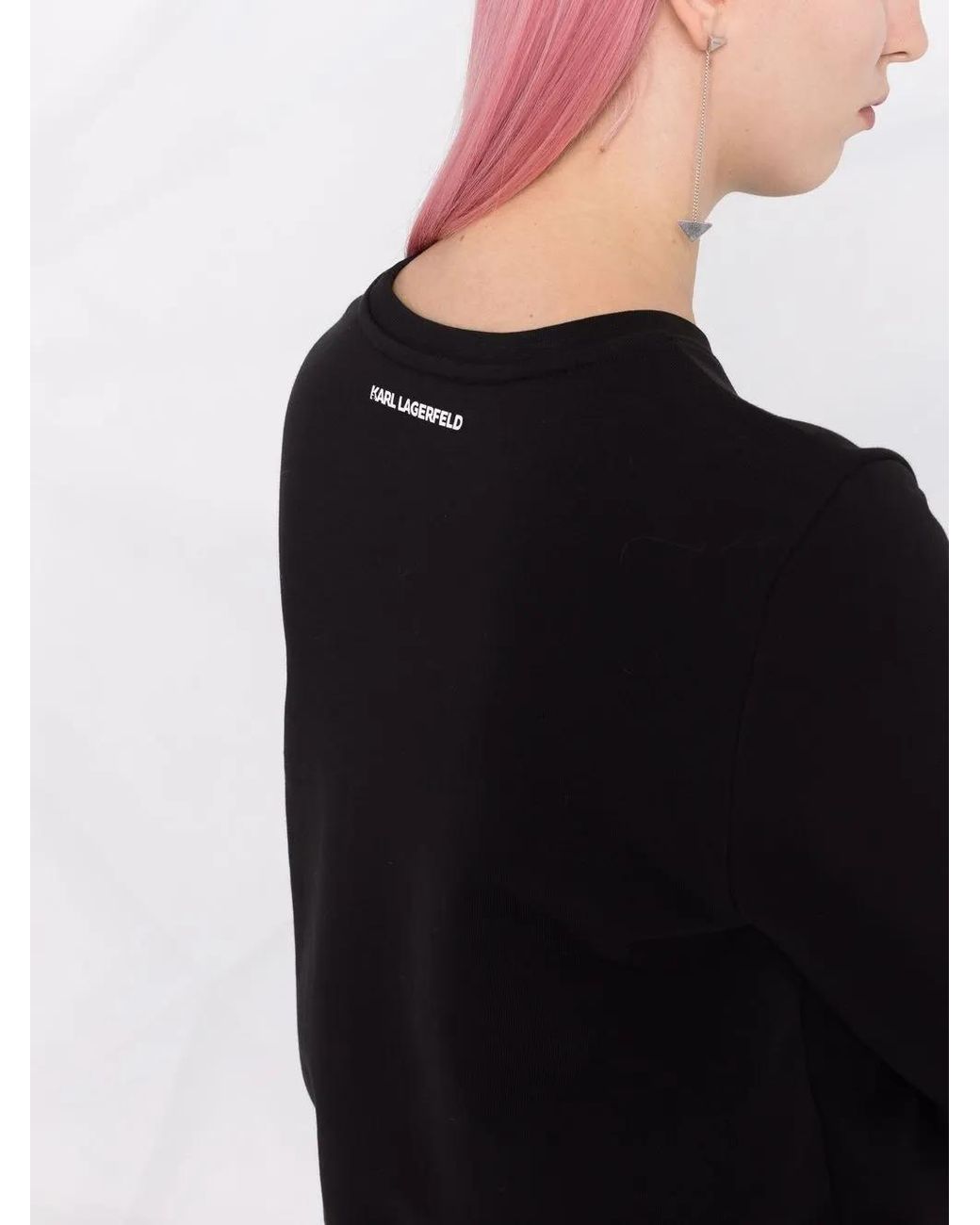 Karl Lagerfeld Black Logo-Print Crew Neck Sweatshirt