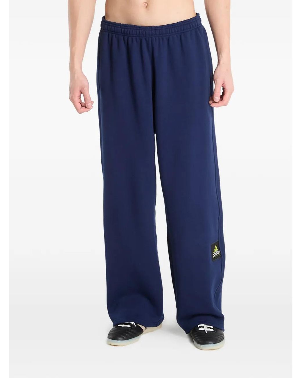Adidas Blue Logo-Patch Track Pants for men