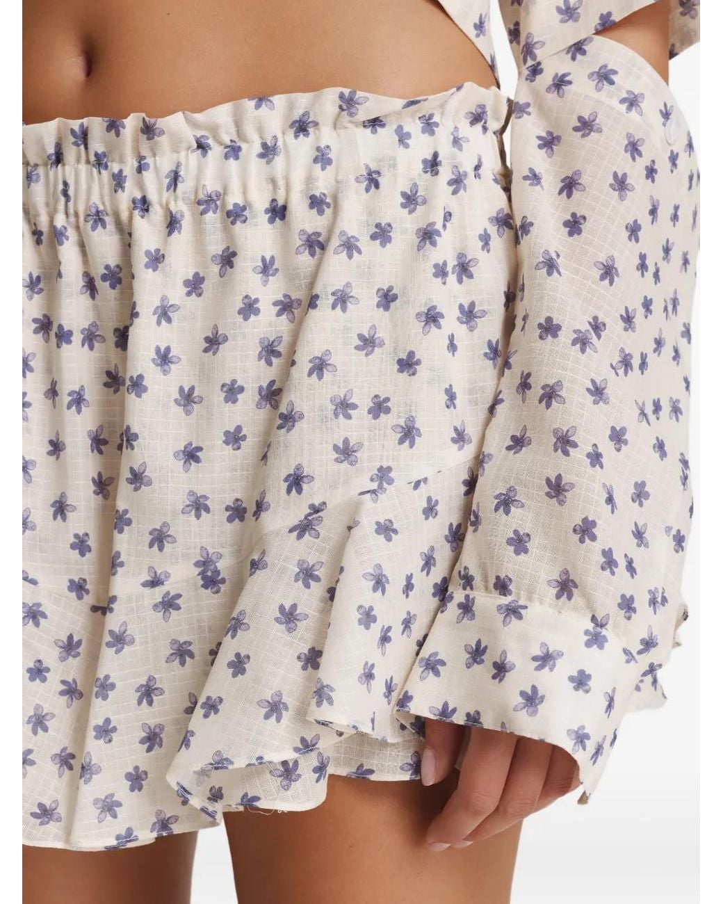 Pink White Ruffled Floral Shorts