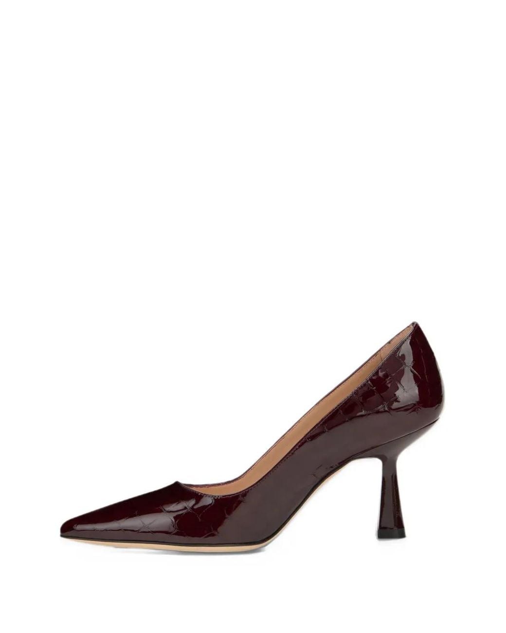 Stuart Weitzman Brown Stuart Super Sculpt Croc-Effect Pumps
