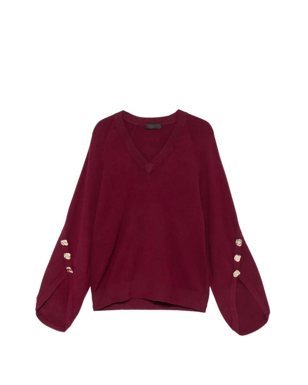 Liu Jo Red Button-Detail V-Neck Sweater