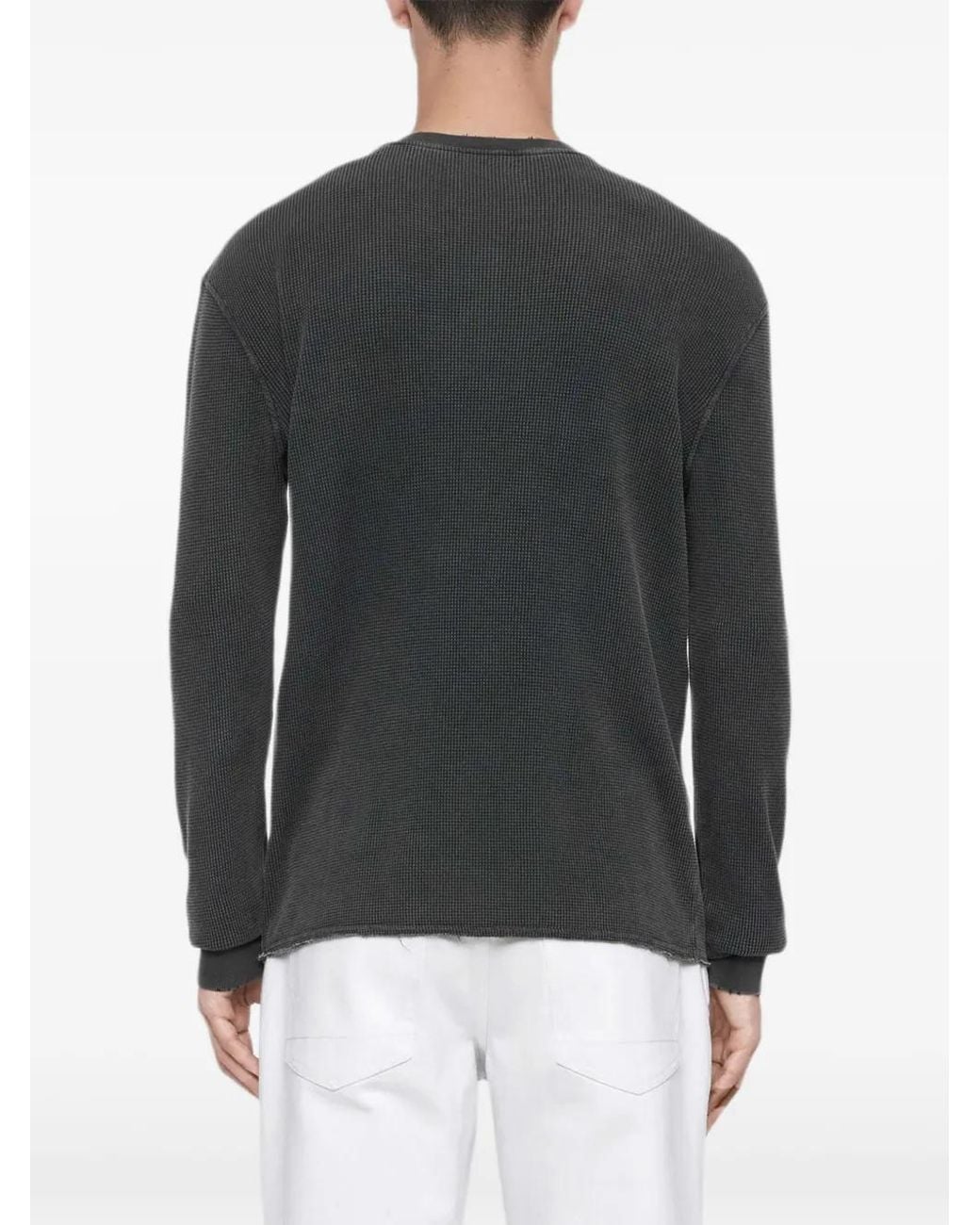 AllSaints Gray Raine Waffle-Knit Henley T-Shirt for men