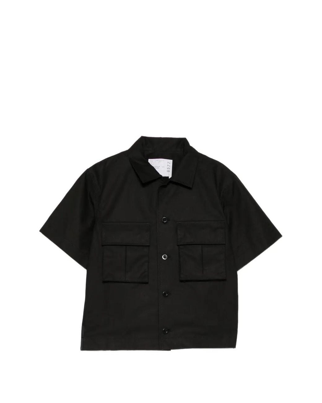 Sacai Black Panelled Short-Sleeve Shirt
