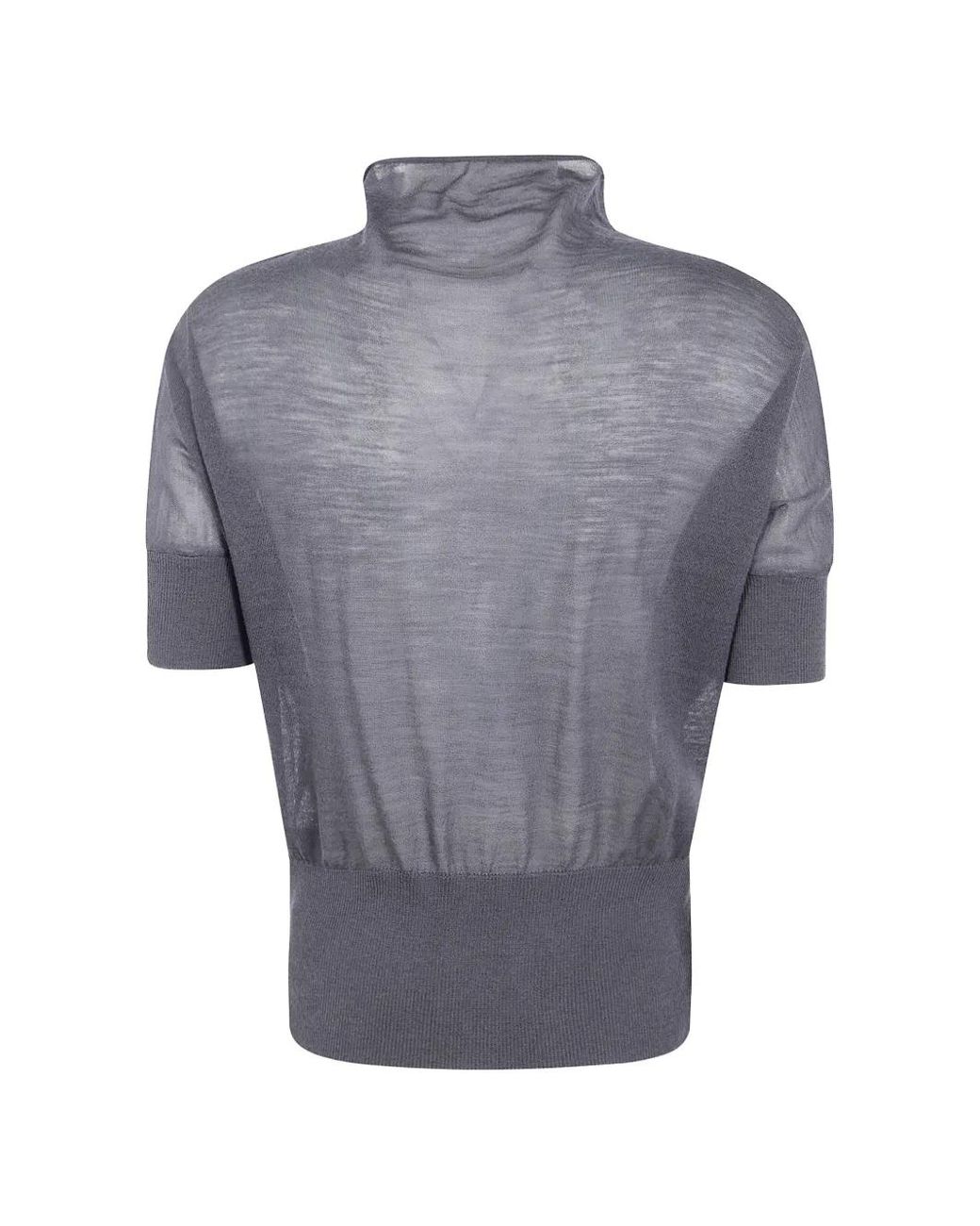 Paloma Wool Gray High-Neck Short-Sleeve T-Shirt