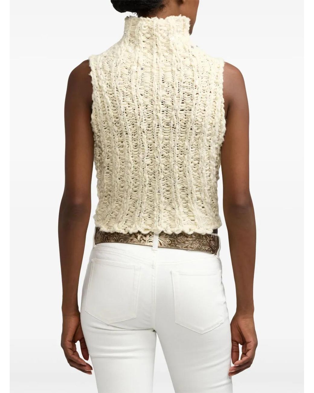 Ralph Lauren Natural Textured High-Neck Tank Top