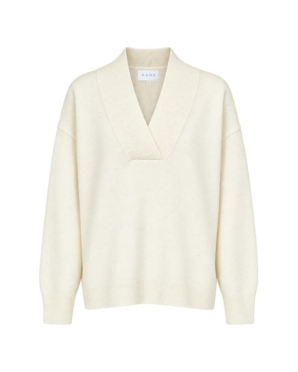 Kaos White Sequin-Embellished Sweater