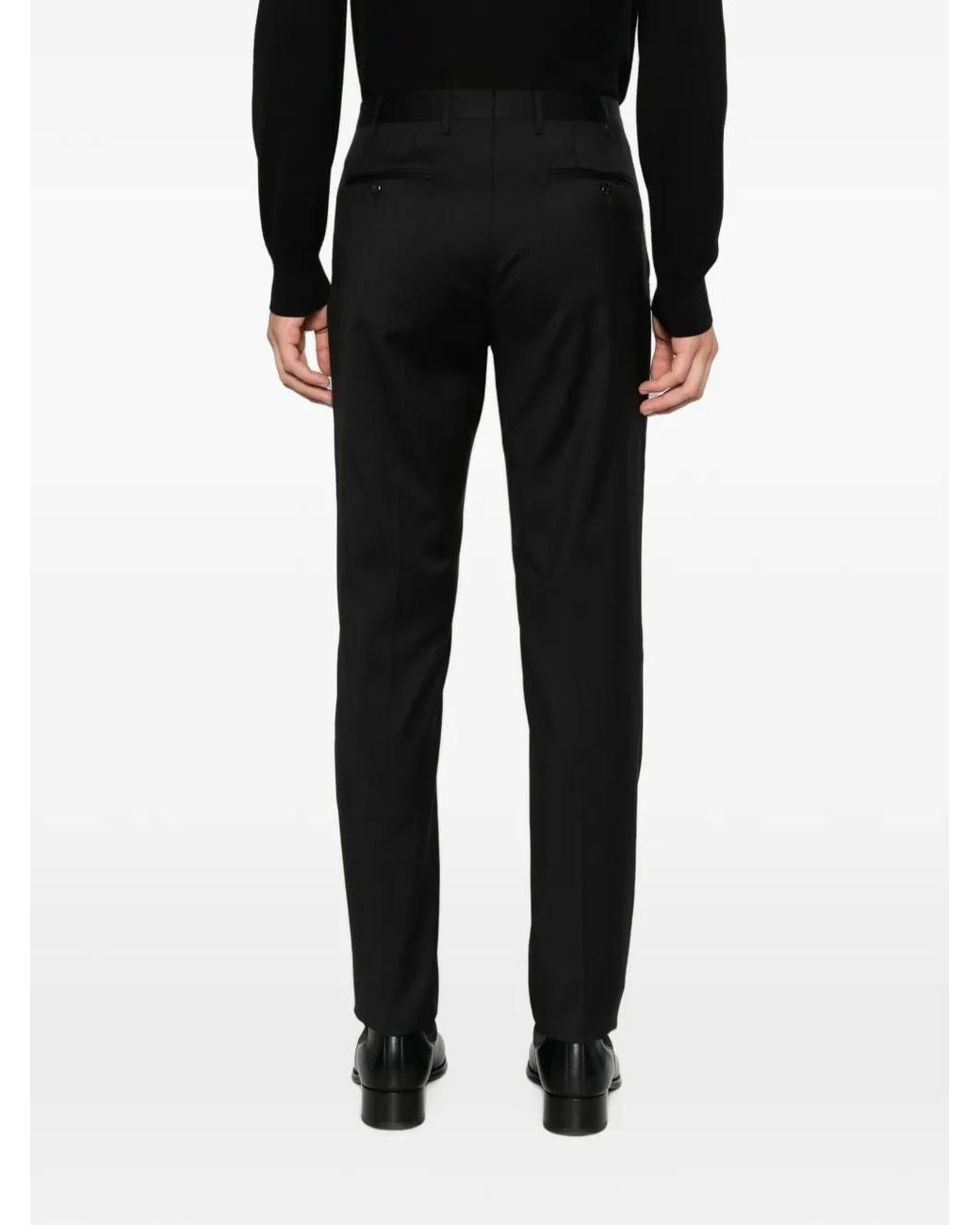 Corneliani Black Pantalon De Tailleur À Plis Marqués for men