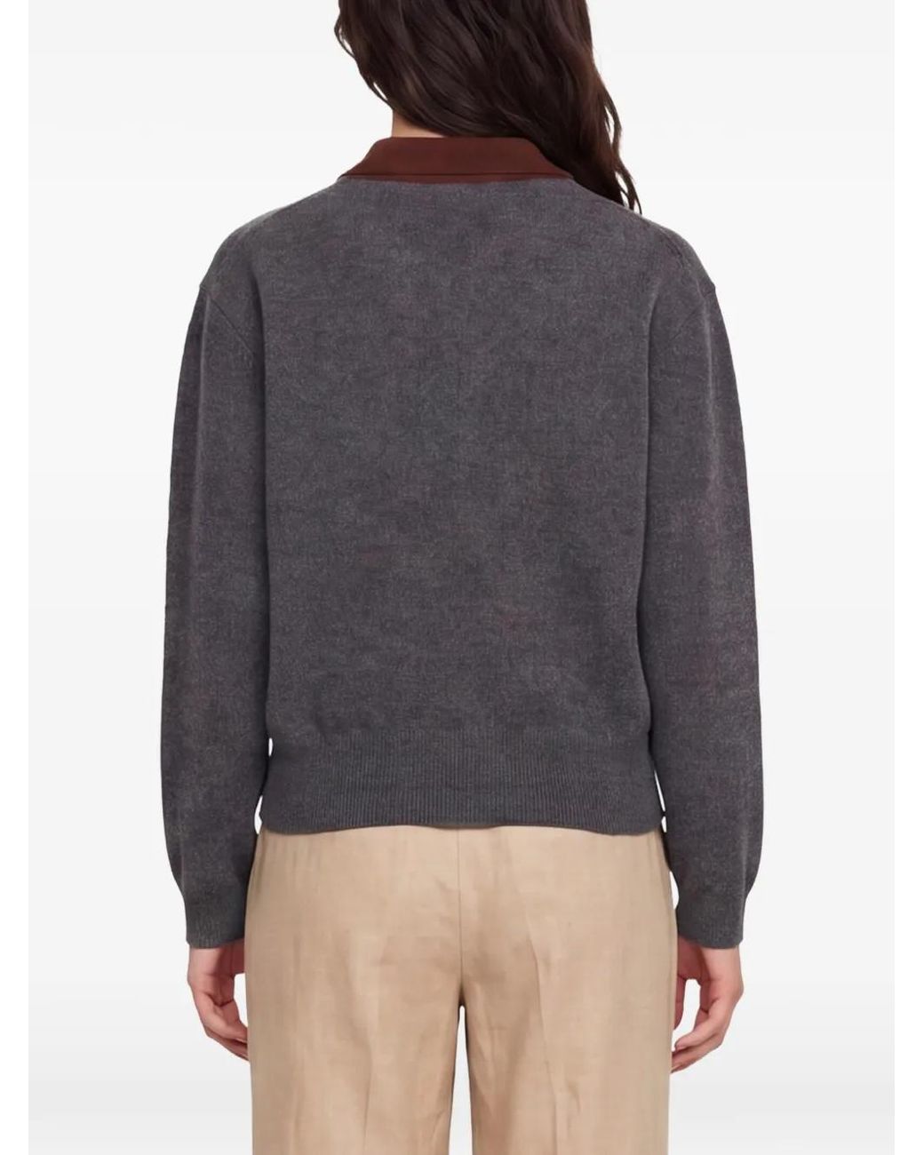 Marni Kasjmier Polotop Met Logo-Patch in het Gray