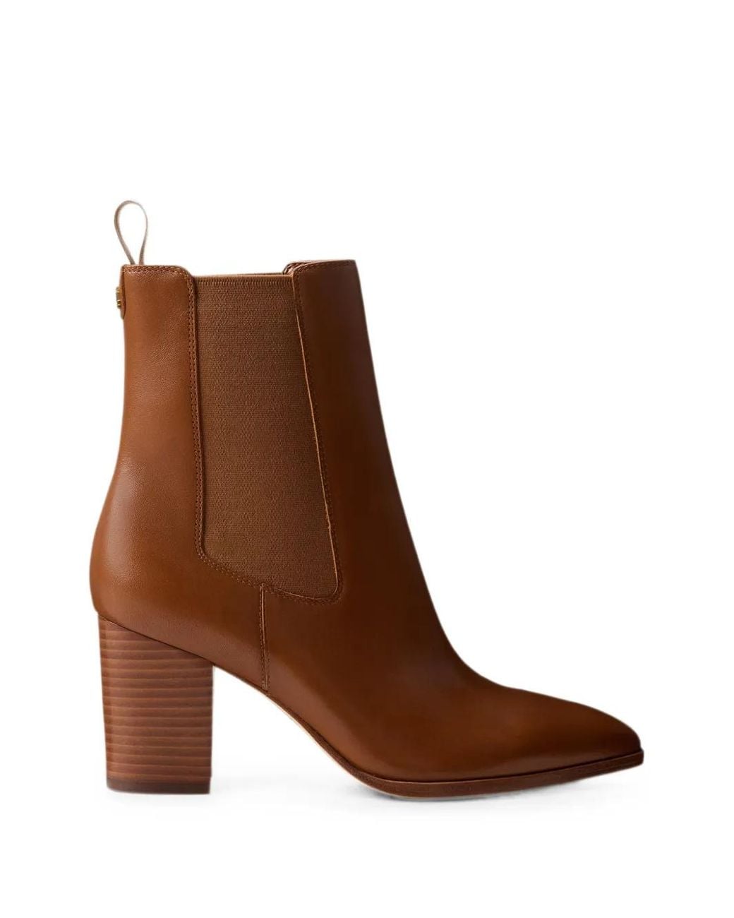 Ralph Lauren Brown Bottines En Cuir À Bout Carré