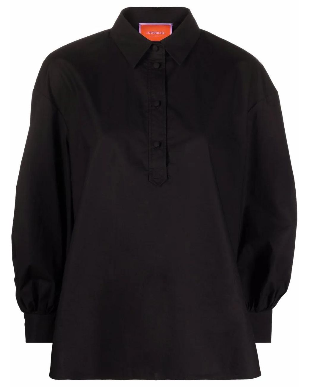 LaDoubleJ Black Poet Button-Placket Cotton Shirt