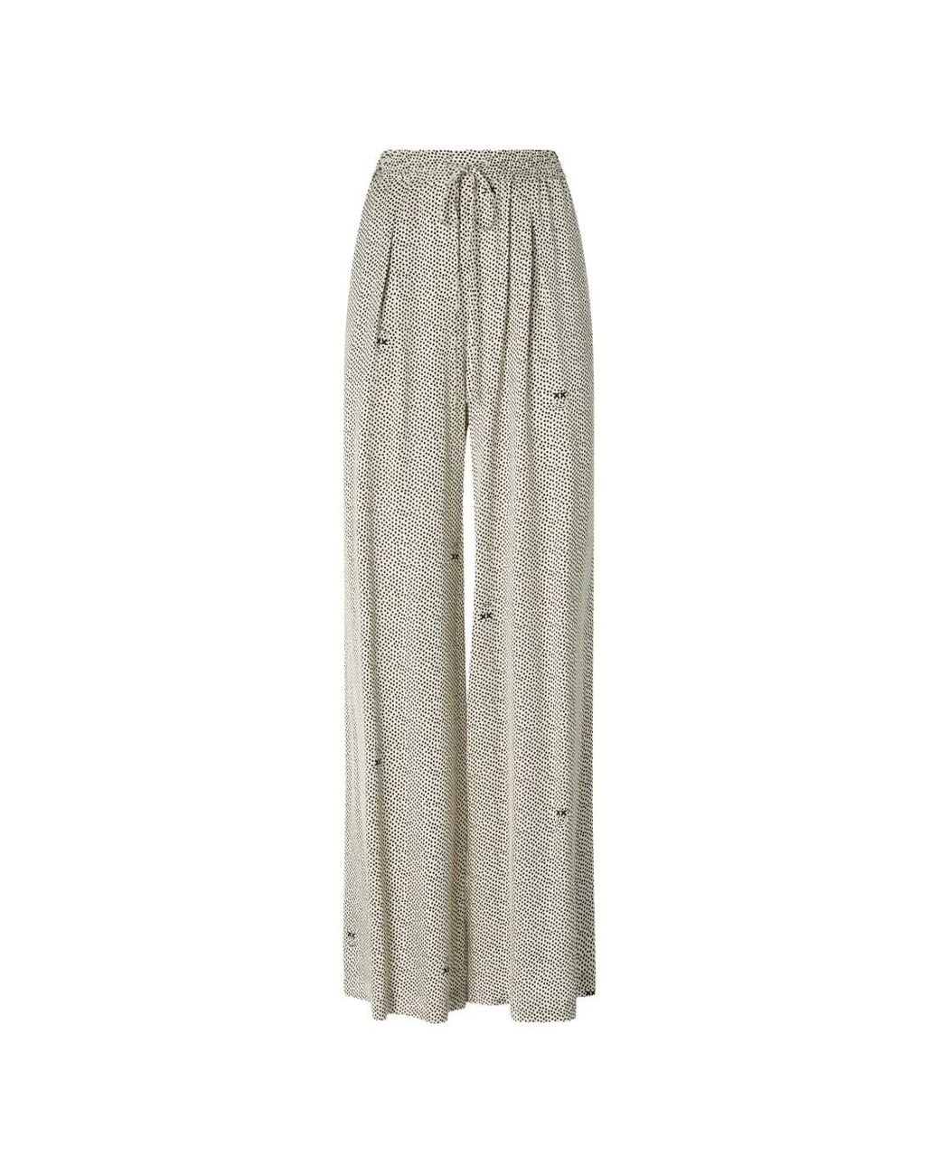 Pinko White Flared Polka-Dot Satin Trousers