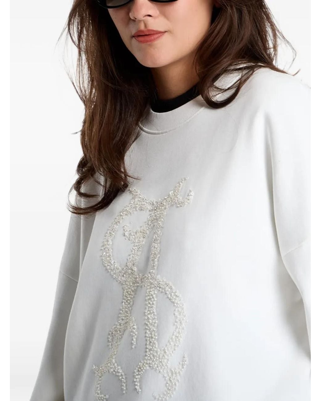 AllSaints White Bead-Embellished Sweatshirt