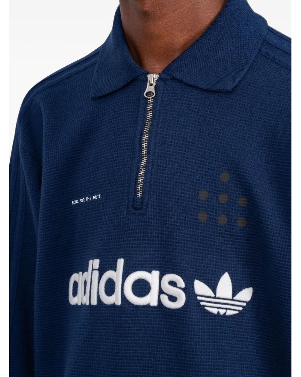 Adidas Blue X Song For The Mute Quarter-Zip Polo Shirt for men